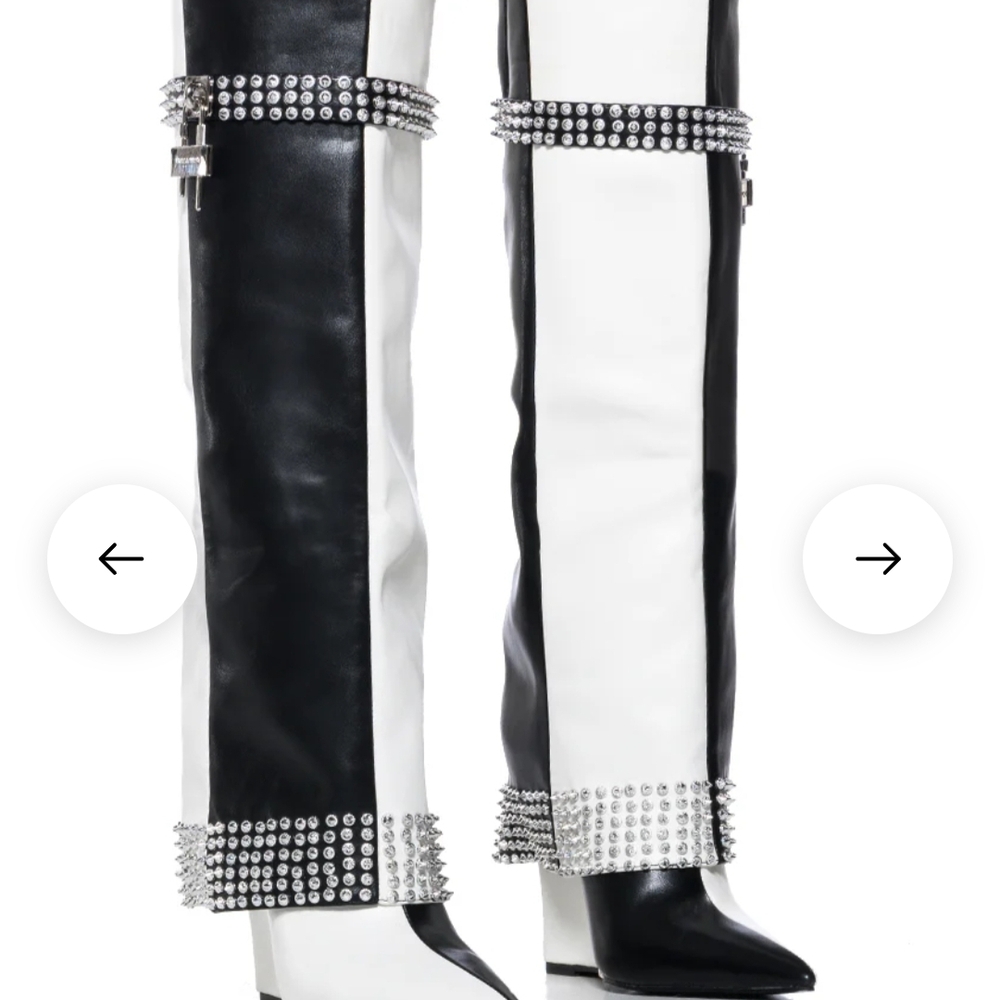 NEW Black & White STUDDED lux AW Boots - Size 11 Hottt